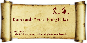 Korcsmáros Hargitta névjegykártya